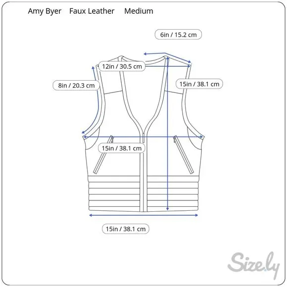 Vintage Amy Byer Women Faux Leather Vest Cropped Zip Gothic Black Medium (8/10) - Picture 2 of 4